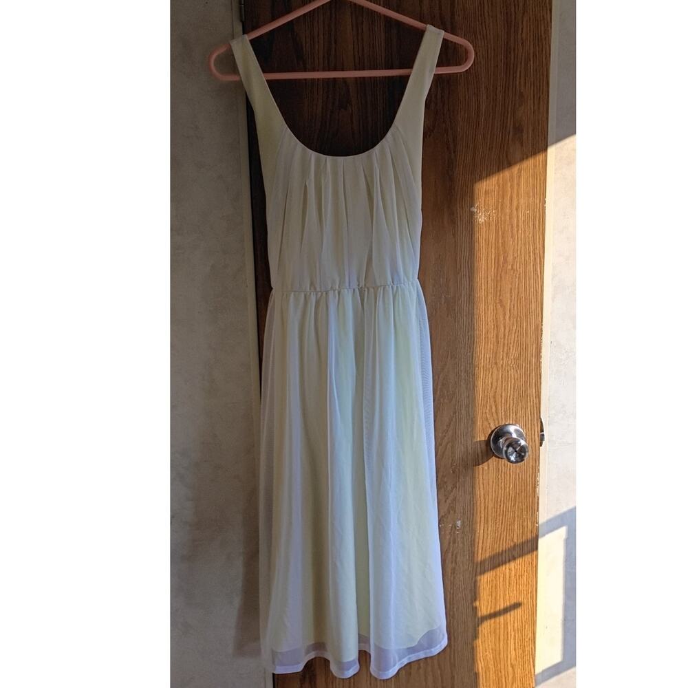 Calvin Klein Yellow Mesh Bow Back Dress XS S Coquette Soft Girl Chiffon Romantic